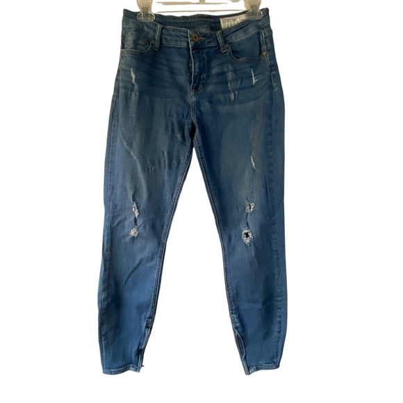 Pistola Mid Rise Distressed  Skinny Zip Ankle Medium Wash Denim Blue Jeans SZ 28 - Picture 1 of 12